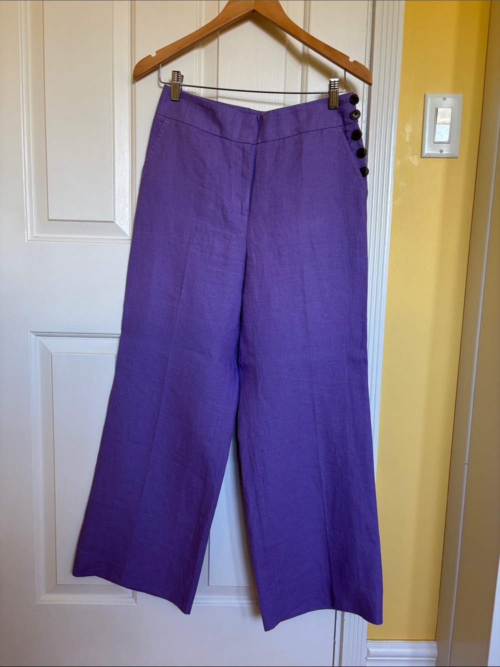 Women’s Wide-Leg Purple Linen Pants